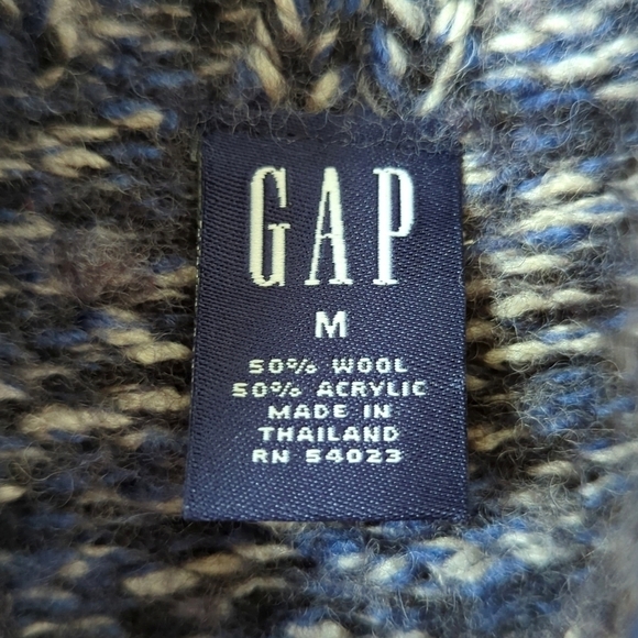 Gap Y2K Vintage Chunky Wool Blend Marled Knit Turtleneck Sweater Blue Black M - Picture 4 of 10